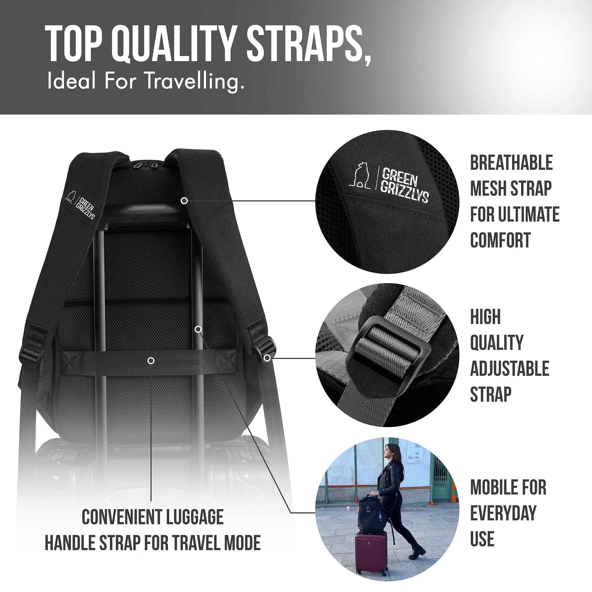 travel backpack, luggage backpack, backpack with luggage strap, airplane backpack